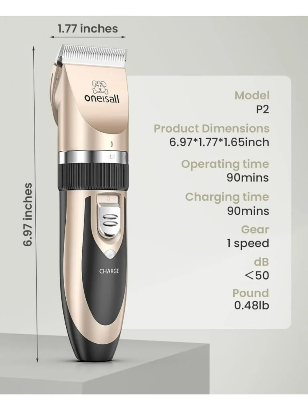 Low Noise Dog Clippers & Grooming Kit - Cordless Electric Pet Shaver Set